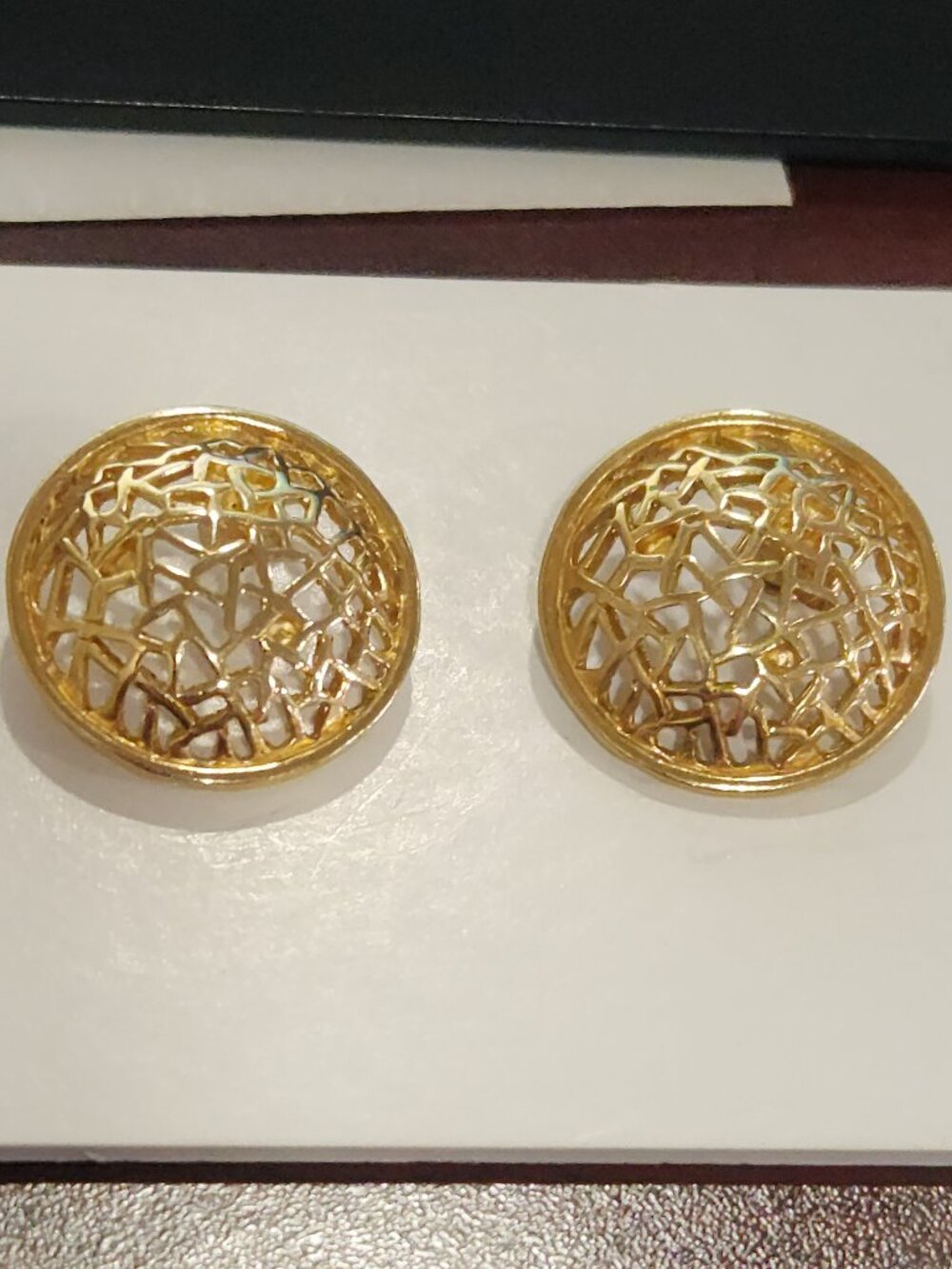 Vintage Gold Tone Filigree Stud Earrings